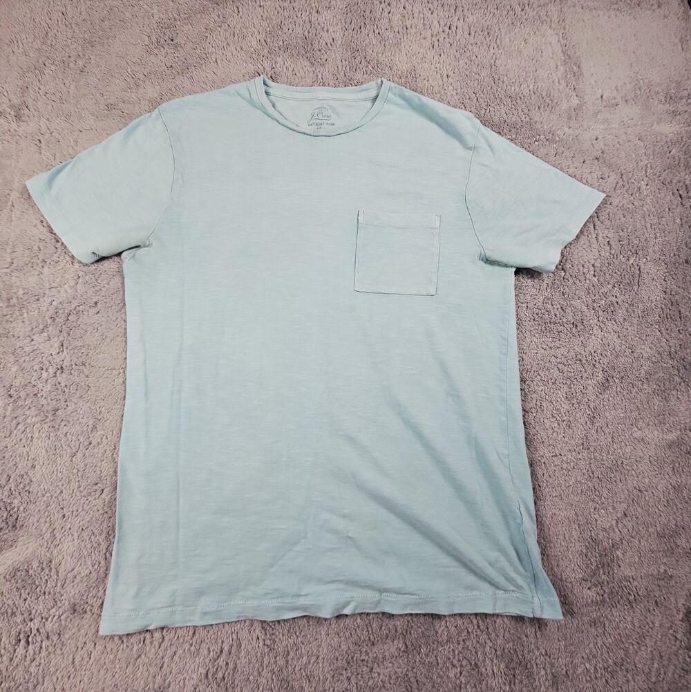 Mens Medium Light Blue Pocket T Shirt Short Sleeve Crew Neck Made USA by J. Crew